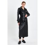 Nero Leather Fur Siyah Kuzu Derisi Kadın Kaban Kurvaze Kapama - MDL10 - 3XL - 001-Siyah