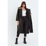 Nero Leather Fur Siyah Kuzu Derisi Kadın Kaban Yaka Gri Vizon - Mdl3 - 4XL - 001-Siyah