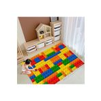 NesaDecor Dijital Baskı Dokuma Taban Halı Eğlence Halısı Renkli Lego Desenli Yer Halısı