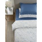 Nesco %100 Pamuk Battal Boy Nevresim Takımı 220X240 cm Lastikli Çarşaflı Mavi Çiçek Desenli Lacivert - Beyaz - 220 x 260 cm