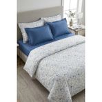 Nesco %100 Pamuk Tek Kişilik Nevresim Takımı 160X220 cm Lastikli Çarşaflı Mavi Çiçek Desenli Lacivert - 160 x 220 cm