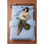 Nesco Açık Mavi Battal Boy %100 Pamuk Nevresim Takımı 220X240 Nevresim 180X200 Çarşaf 4 Yastık Kılıfı - 220 x 240 cm
