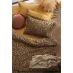 Nesco Leopar Desenli Tek Kişilik %100 Pamuk Nevresim Takımı 160X220 Nevresim + Hardal Çarşaf 100X200 - Sarı - 160 x 220 cm