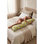 Nesco Limon Desenli Büyük Boy Içi Dolu Uzun Yastık 50X120 cm %100 Pamuk Dolgulu Hamile Yan Yatış Yastığı - 40 x 120 cm - Beyaz