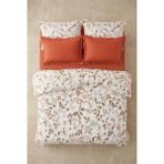Nesco Tarçın Yarprak %100 Pamuk 220X240 Battal Boy Nevresim Takımı + Lastikli Tarçın Çarşaf + 4 Yastık - Beyaz - 220 x 240 cm