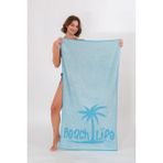 Neşe Home Collection Neşe Home Beach Life Yazılı Palmiye Figürlü Plaj Havlusu 70x140 – %100 Pamuklu, Yumuşak ve Hızlı Kuruyan - 70 x 140 cm - Mavi