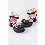 NeSe Shoes Kız Çocuk Kromi Baskılı Topuklu Ayakkabı, Simli,Fiyonklu,Abiye Ayakkabı