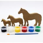 Neşeli Ahşap Ahşap At Figürü 3 Lü Takım 15CM 10CM 6cm Ahşap Boyama Ürünü.boyama Etkinliği.okul Öncesi