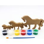 Neşeli Ahşap Ahşap Şahlanan At Figürü 3 Lü Takım 15CM 10CM 6cm Ahşap Boyama Ürünü.boyama Etkinliği.okul Öncesi