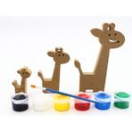 Neşeli Ahşap Ahşap Şirin Zürafa Figürü 3 Lü Takım 15CM 10CM 6cm Ahşap Boyama Ürünü.boyama Etkinliği.okul Öncesi