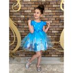 Neşeli Bebek Frozen Elsa Mavi Elbise Kız Çocuklar İçin Özel Olaylarda Şık ve Rahat Tasarım - 7 Yaş