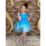 Neşeli Bebek Frozen Elsa Mavi Elbise Kız Çocuklar İçin Şık ve Rahat Günlük Kullanım - 4 Yaş