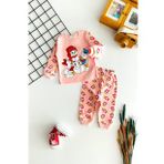 Neşeli Bebekler Baby Kardan Adamlı Baby Duck & Baby Daisy Duck Baskılı Pijama Takım Somon