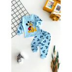 Neşeli Bebekler Baby Mickey Ve Pluto Baskılı Pijama Takım Mavi