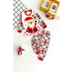 Neşeli Bebekler Yılbaşı Temalı Ekose Baskılı Desen Penye Pijama Takımı