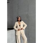 Neşeli Butik Kadın Gold Düğme Detaylı Blazer Ceket NBG077 - 40 - Bej