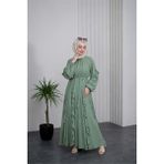 Neşeli Butik Kadın Mint Yeşili Fırfırlı Kuşak Detaylı Yazlık Premium Tesettür Elbise --- NBVQ3150 - 42
