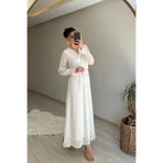 Neşeli Butik kadın uzun kollu kuşaklı maxi şifon elbise NM001