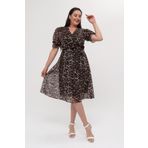 Neşeli Butik NM8062 Büyük Beden Leoopar Desenli midi Boy Elbise