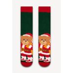 Neşeli Çoraplar Yeşil Noel Ayıcık Havlu Çorap - Renkli