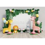 Neşeli Safari Hayvanları ile 200X150CM Arka Plan Stüdyo Fonu