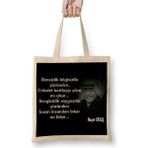 Neşet Ertaş Söz 05 Bez Çanta Uzun Saplı - Açık Bej - 40 X 40