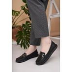 Nesil Shoes Eliz 24103 Siyah Hakiki Soft Deri Rok Günlük Kadın Ayakkabı