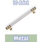 Nesli Alüminyum Metal Lüks Modern Mobilya Çekmece Mutfak Dolabı Kulpu Beyaz-Altın (10 Adet) - 160mm