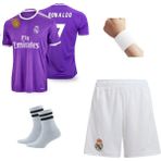 Nesne Giyim 2016/17 Real Madri'd Ronaldo Mor Futbol Çocuk Forması 4'lü Set (Beyaz Şortlu) Çorap +Bileklik Hediyeli - Çok Renkli - 6 - 7 Yaş