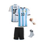 nesne giyim Messi 2021/22 sezon Dünya Kupası 3 Yıldız Arjantin futbol Çocuk Forması 4'Lü Set