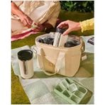 Nespresso Cooler Bag Termal Soğutucu Çanta Bej Renkli Alüminyum Folyo Astar ile Şık ve Fonksiyonel
