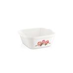 NESS AVM ÇİÇEK DESENLİ KARE BADYA KASE 6.4 LİTRE PLASTİK BEYAZ 28 CM ÇAP 13 CM DERİNLİK
