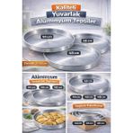 Ness Global 3'lü Alüminyum Yuvarlak Tepsi Seti – Farklı Boy Seçenekleri – Fırın Tepsisi Börek Baklava Pizza Için – Derinlik 3-3.5 cm 3 Lü Büyük Boy Set