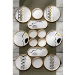 NESS HOME 14 Parça 6 Kişilik Axial Stackable Kahvaltı Takımı - Lüx Kahvaltılık Sunum Seti Tabağı