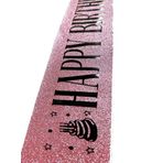 Nessi World 10 cm Genişlik Pembe Üzeri Siyah Büyük Happy Birthday Yazılı Simli Işıltılı Kuşak Kemer