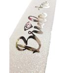 Nessi World 10x80 cm Beyaz Üzeri Gümüş İtalik Alyanslı Bride To Be Yazılı Simli Işıltılı Kuşak Kemer