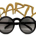 Nessi World 15x7 cm Altın Simli Party Yazılı Show Parti Gözlüğü
