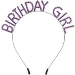 Nessi World 16x17 cm Mor Renk Kristal Taşlı Parlak Birthday Girl Yazılı Taç