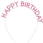 Nessi World 16x17 cm Pembe Renk Kristal Taşlı Gold Renk Kaplama Happy Birthday Taç