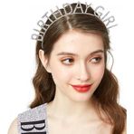 Nessi World 17x16 cm Gümüş Kristal Taşlı Birthday Girl Doğum Günü Tacı