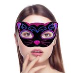 Nessi World 20x13 cm Siyah Kadife Kaplama Üzeri Pembe Mavi Sim İşlemeli Kedi Maskesi