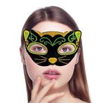 Nessi World 20x13 cm Siyah Kadife Kaplama Üzeri Sarı Yeşil Sim İşlemeli Kedi Maskesi