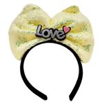 Nessi World 20x17 cm Led Işıklı 3 Farklı Fonksiyonda Yanan Gümüş Love Yazılı Sarı Fiyonk Taç