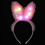 Nessi World 23x19 cm Kenarları Dantelli Pembe Pullu Payetli Led Işıklı Tavşan Kulak Taç