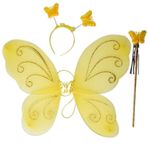 Nessi World 50x37 cm Sarı Renk Kelebek Kanadı Tacı ve Sopası