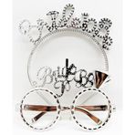 Nessi World BrideToBeYazılıTaçveBrideToBeYazılıGözlükSetiGümüşRenk