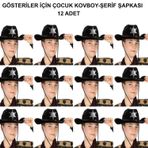 Nessi World Kovboy Şerif Şapkası Siyah 12 Adet - Kostüm, Parti ve Gösteri Şapkası