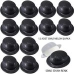 Nessi World Nessiworld Siyah Renk Simli Melon Yuvarlak Parti Şapkası 12 Adet