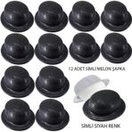 Nessi World Siyah Renk Simli Melon Yuvarlak Parti Şapkası 12 Adet