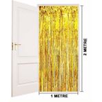 Nessiworld Altın Gold Renk Ekstra Metalize Parlak Saçaklı Arka Fon Perde Ithal 1x2 Metre